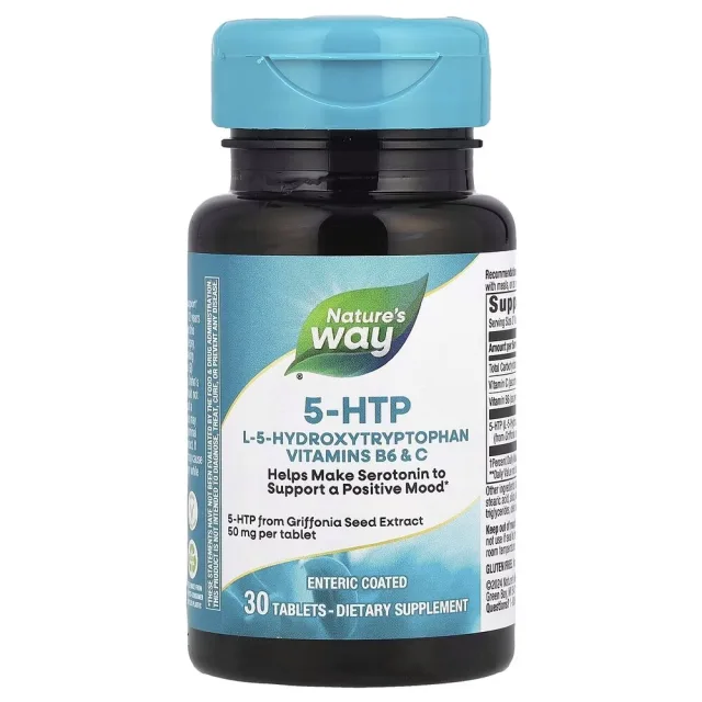 5-гідрокситриптофан Nature's Way 5-HTP 100 mg, 30 таблеток з екстракту насіння грифонії