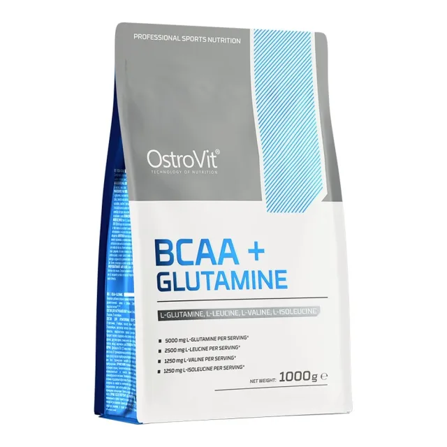 Аминокислота BCAA OstroVit BCAA + Glutamine, 1 кг - Без вкуса