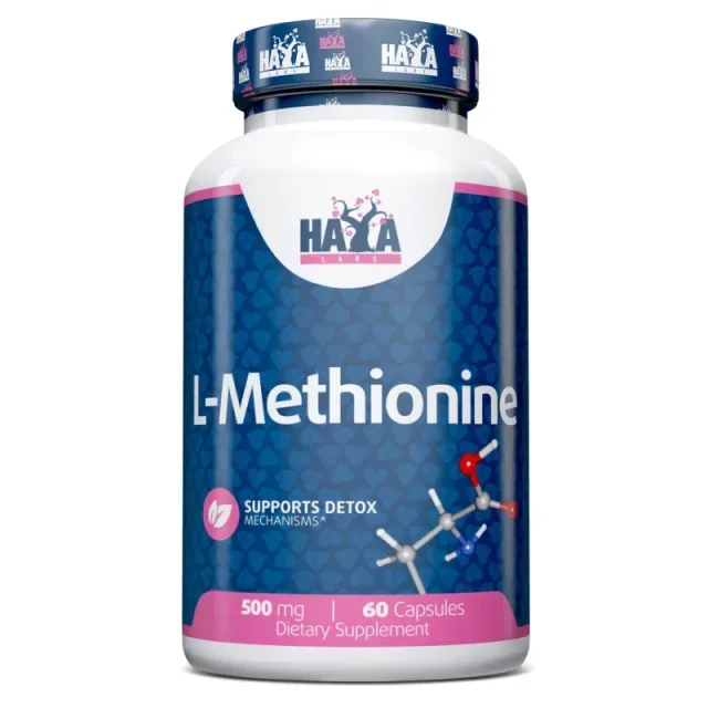 Амінокислота Haya Labs L-Methionine 500 mg, 60 капсул