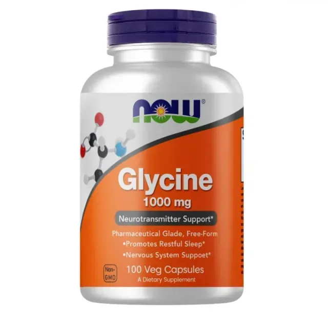 Амінокислота NOW Glycine 1000 mg, 100 вегакапсул