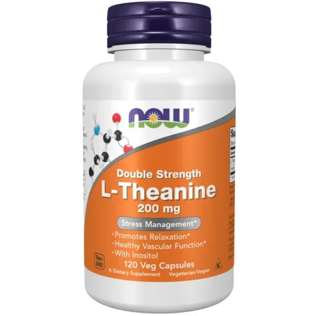 Амінокислота NOW L-Theanine 200 mg, 120 вегакапсул