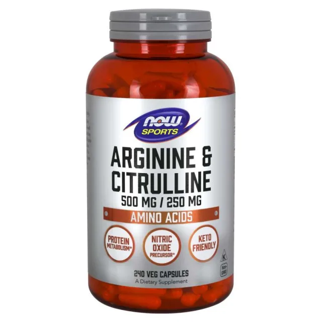 Амінокислота NOW Sports Arginine and Citrulline, 240 вегакапсул