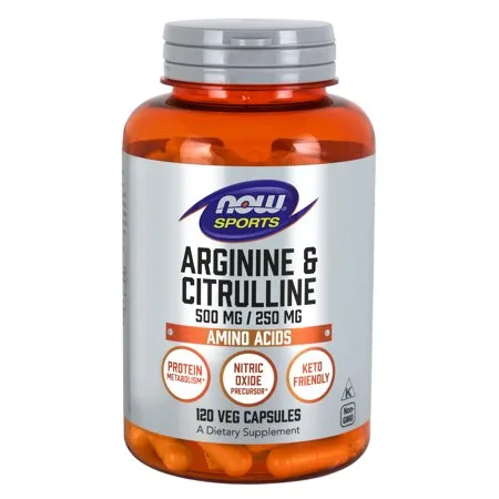Амінокислота NOW Sports Arginine and Citrulline, 120 вегакапсул