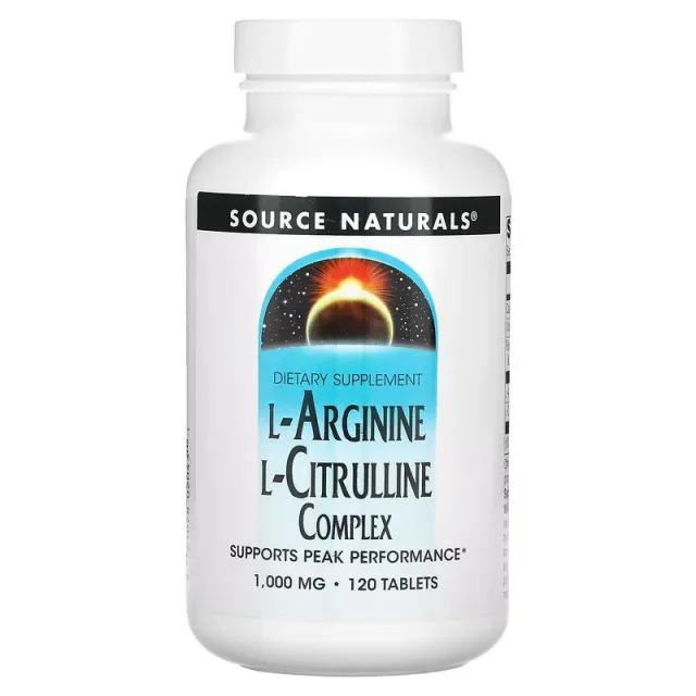 Аминокислота Source Naturals L-Arginine L-Citrulline Complex, 120 таблеток
