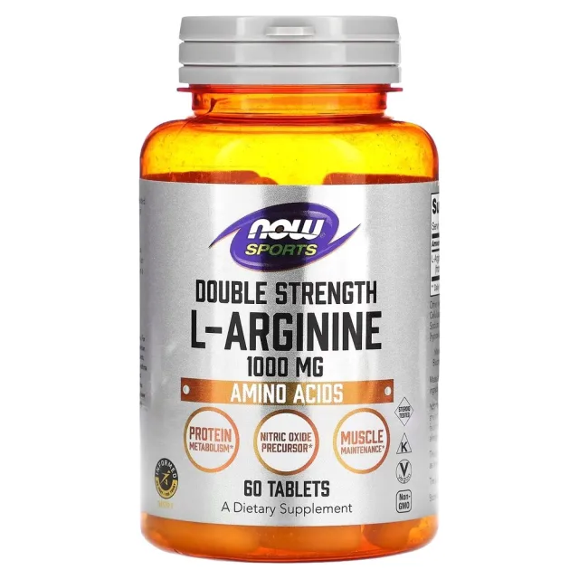 Аргінін NOW Sports L-Arginine 1000 mg Double Strength, 60 таблеток
