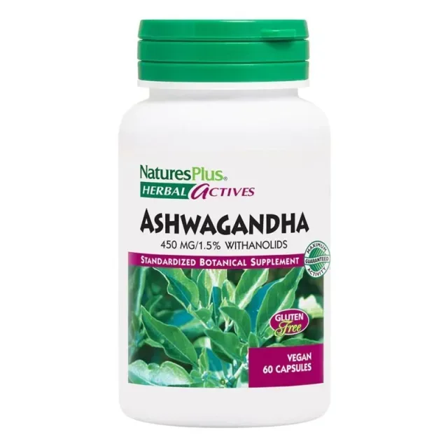 Ашваганда Natures Plus Herbal Actives Ashwagandha 450 mg, 60 вегакапсул