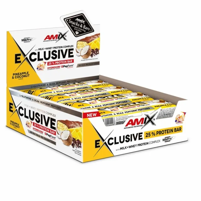 Батончик AMIX Exclusive Protein Bar, 12*85 грам - Ананас-кокос