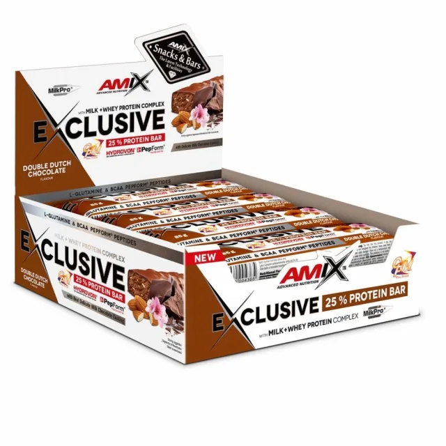Батончик AMIX Exclusive Protein Bar, 12*85 грам - Подвійний голландський шоколад