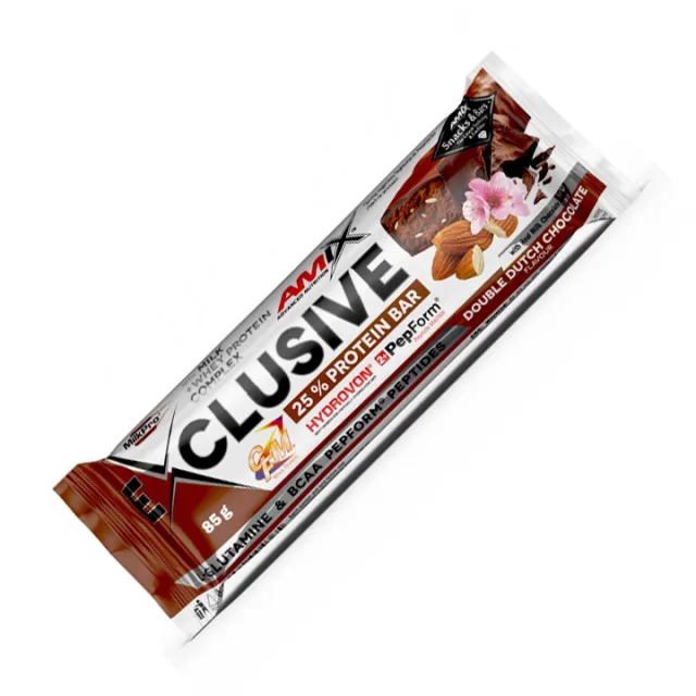 Батончик AMIX Exclusive Protein Bar, 85 грамм - Двойной голландский шоколад