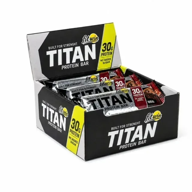Батончик FitWin Titan Bar, 9*85 грам - Банан-полуниця