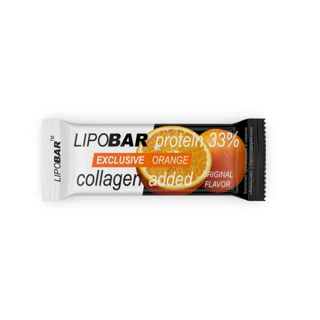 Батончик LipoBar Exclusive Protein Bar, 50 грам - Апельсин збагачений біоактивним колагеном Peptan