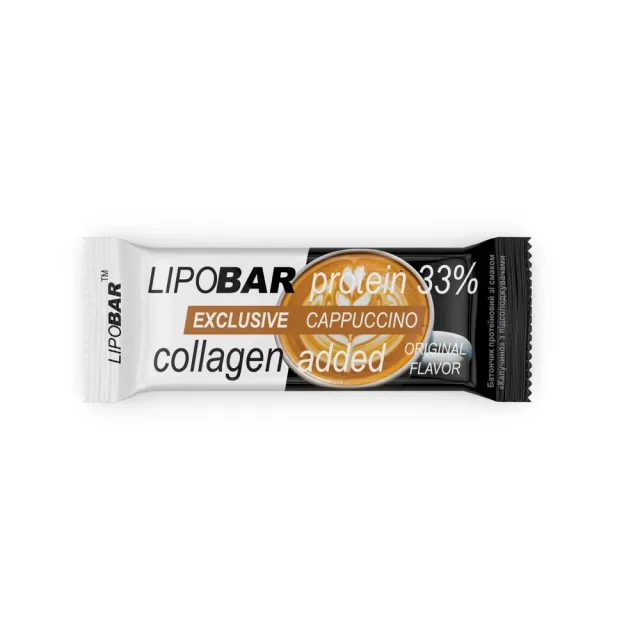 Батончик LipoBar Exclusive Protein Bar, 50 грам - Капучино збагачений біоактивним колагеном Peptan