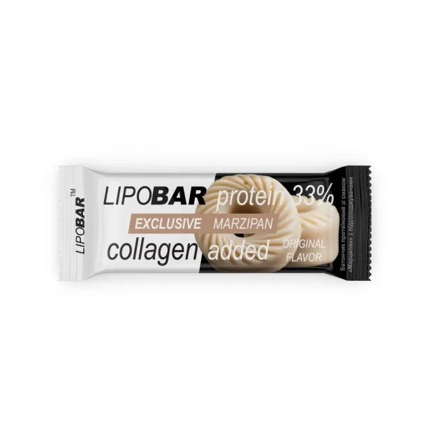 Батончик LipoBar Exclusive Protein Bar, 50 грам - Марципан збагачений біоактивним колагеном Peptan