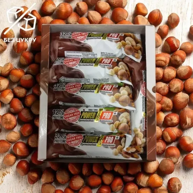 Батончик Power Pro Protein Bar 32% with Nut Sugar Free, 20*60 грам
