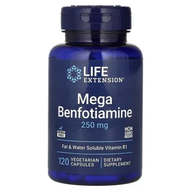 Бенфотиамин Life Extension Mega Benfotiamine 250 mg, 120 вегакапсул для поддержки уровня сахара в крови