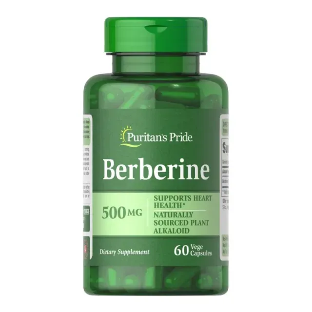 Берберін гідрохлорид Puritan's Pride Berberine 500 mg, 60 капсул для підтримки здоров'я серця