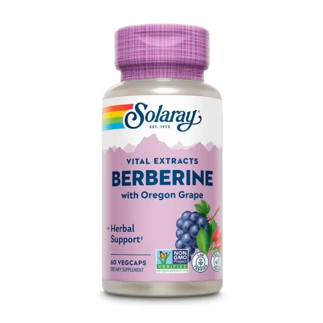 Берберин і корінь орегонського винограду Solaray Berberine with Oregon Grape, 60 вегакапсул для підтримки організму