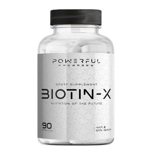 Биотин Powerful Progress Biotin-X 5000 mcg, 90 капсул для поддержки кожи, волос и ногтей