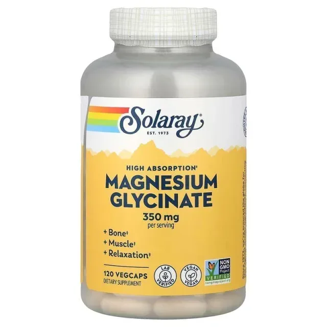 Бисглицинат магния Solaray Magnesium Glycinate 350 mg High Absorption, 120 вегакапсул