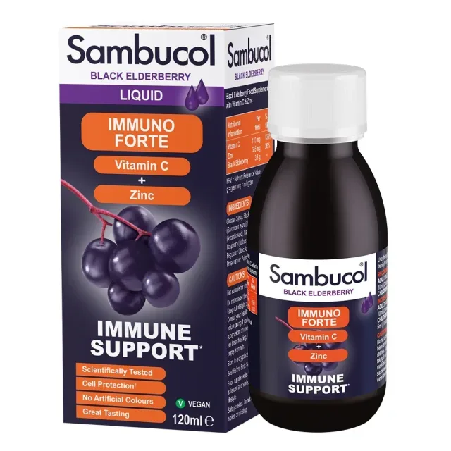 Black Elderberry Immuno Forte + Vitamin C + Zinc, 120 мл
