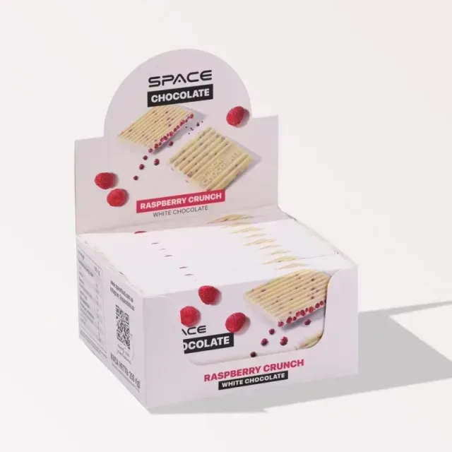 Блок белого шоколада Spacefood Space Chocolate Raspberry Crunch, 10*25 грамм - Малина