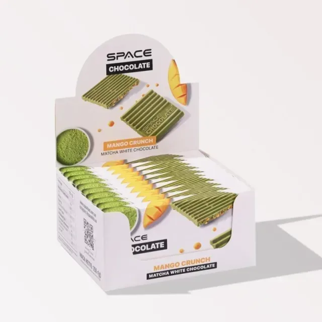 Блок белого шоколада с матча Spacefood Space Chocolate Mango Crunch, 10*25грамм - Манго