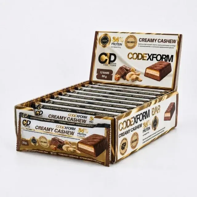 Блок протеїнових батончиків CODExFORM Protein Bar, 12*50 грам - Джандуя