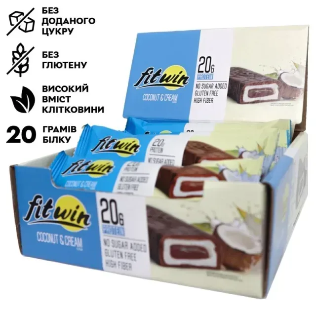 Блок протеїнових батончиків FitWin Protein Bar 33%, 12x60 грам - Подвійний шоколад з начинкою