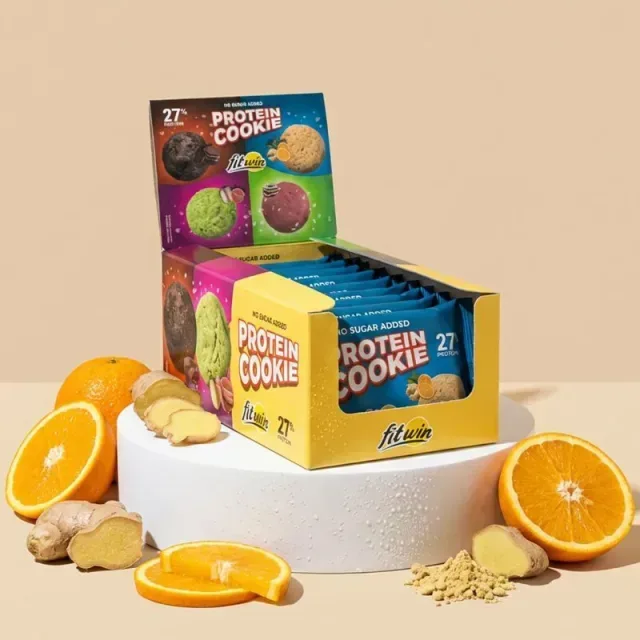 Блок протеинового печенья FitWin Protein Cookie 27%, 10*40 грамм - Апельсин-имбирь