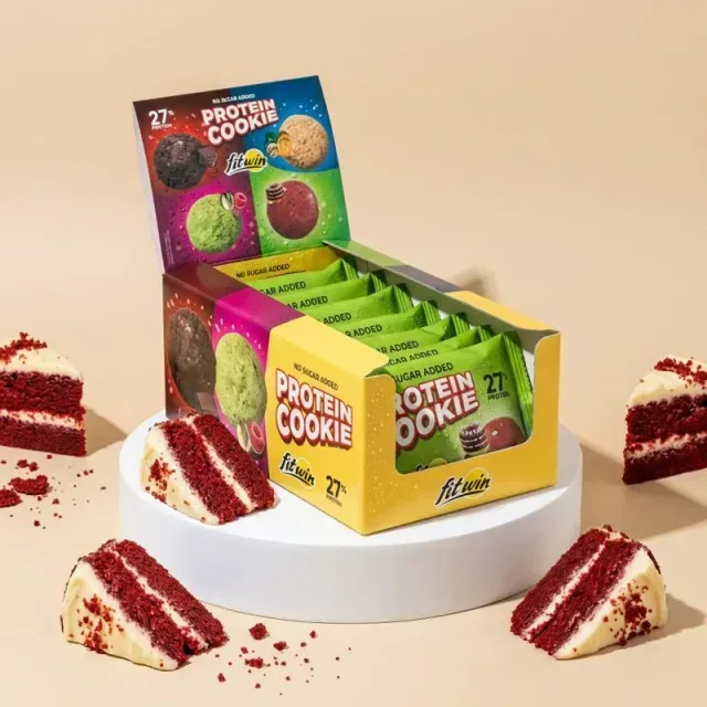 Блок протеїнового печива FitWin Protein Cookie 27%, 10*40 грамів - Червоний оксамит