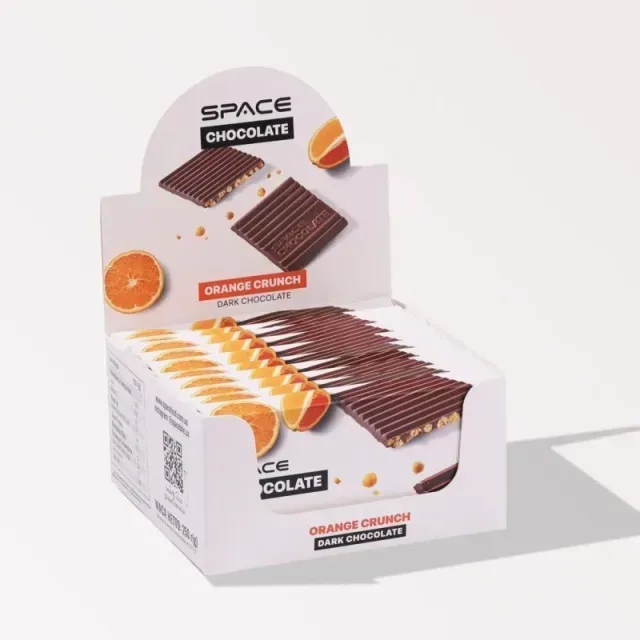 Блок темного шоколада Spacefood Space Chocolate Orange Crunch, 10*25 грамм - Апельсин