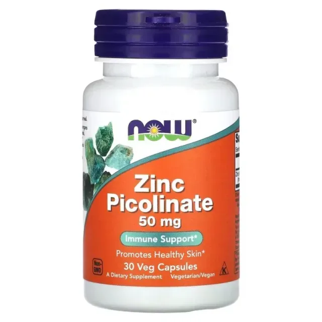 Цинк піколінат NOW Zinc Picolinate 50 mg, 30 вегакапсул для підтримки імунітету