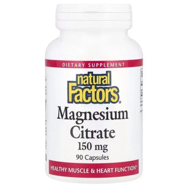 Цитрат магнію Natural Factors Magnesium Citrate 150 mg, 90 капсул для підтримка м'язів та нервової системи