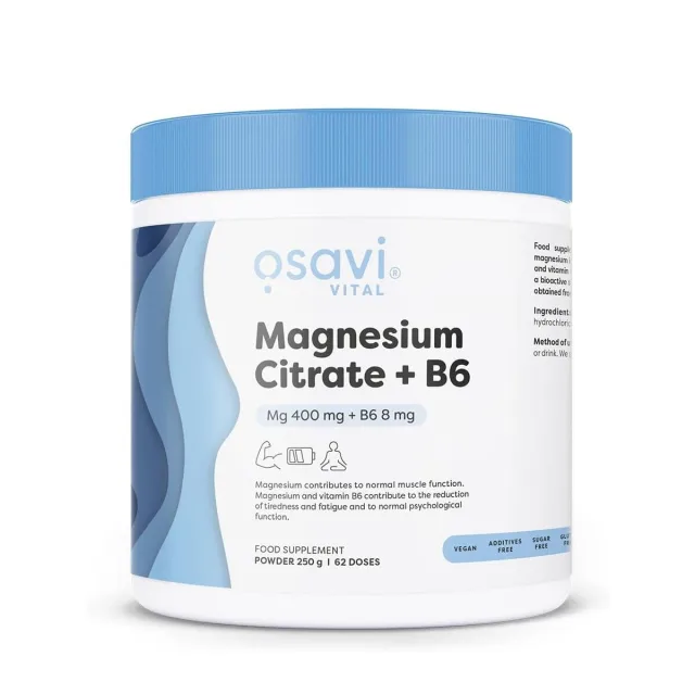 Цитрат магнію Osavi Magnesium Citrate + B6, 250 грам