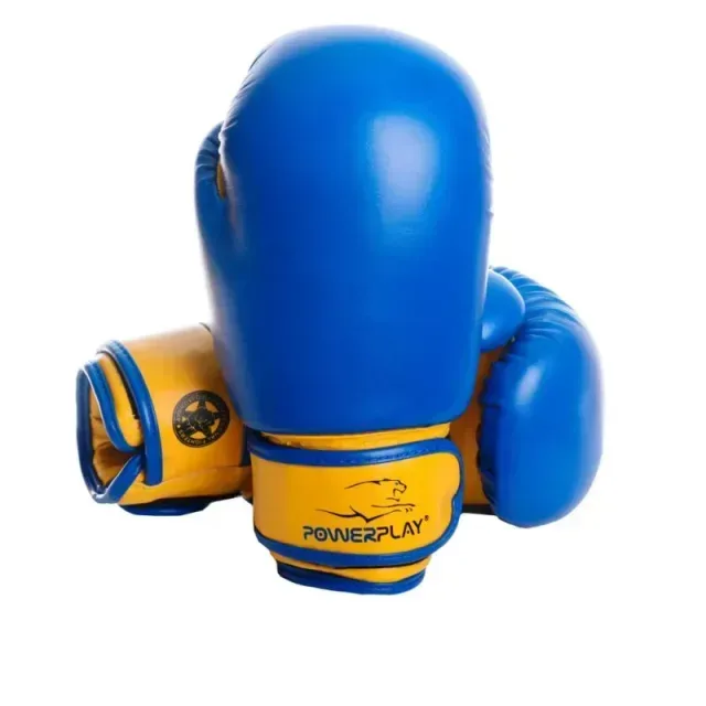 Дитячі рукавиці для  боксу Power Play PP 3004, Blue/Yellow - 6 унцій