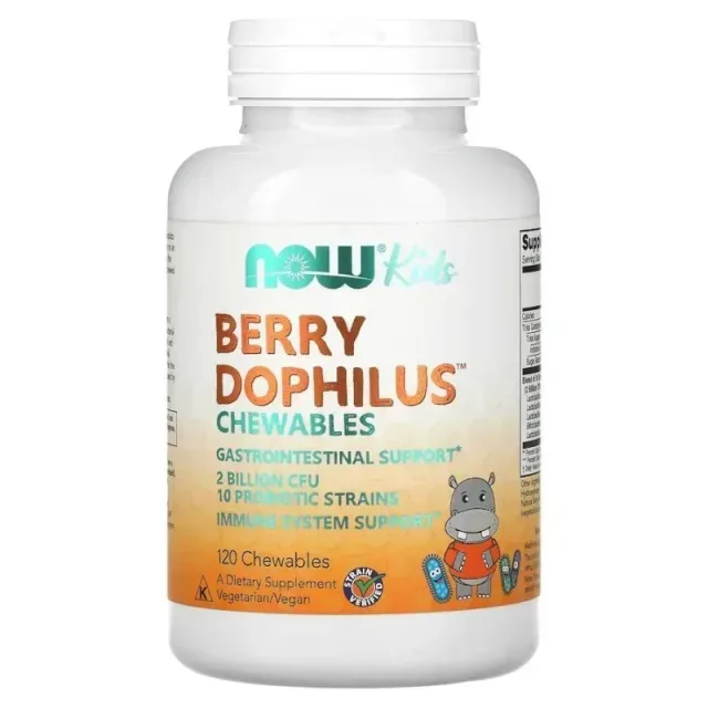 Дитячий пробіотик NOW BerryDophilus 2 Billion, 120 жувальних таблеток - Ягоди