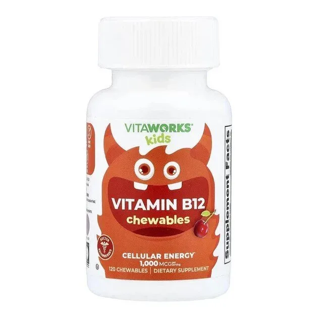 Детский витамин VitaWorks Kids Vitamin B12 Chewables, 120 жевательных таблеток - Вишня