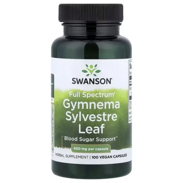 Джимнема сильвестра Swanson Gymnema Sylvestre Leaf 400 mg Full Spectrum, 100 капсул