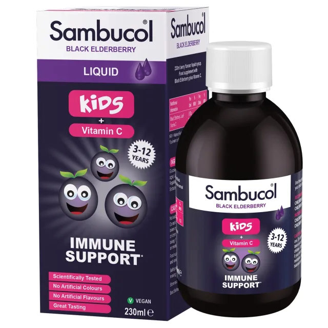 Екстракт чорної бузини, вітамін C Sambucol Black Elderberry For Kids, 230 мл для дітей