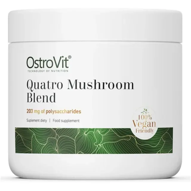 Екстракт чотирьох різних грибів OstroVit Vege Quatro Mushroom Blend, 100 грам для підтримки імунної системи та мозку