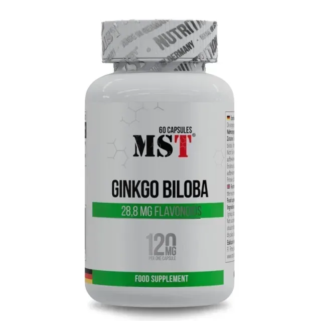 Екстракт гінкго білоба MST Nutrition Ginkgo Biloba, 60 капсул для підтримки пам'яті, мозку та кровообігу