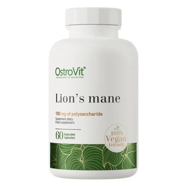 Экстракт гриба львиной гривы OstroVit Vege Lion's Mane, 60 вегакапсул для поддержки памяти и концентрации внимания
