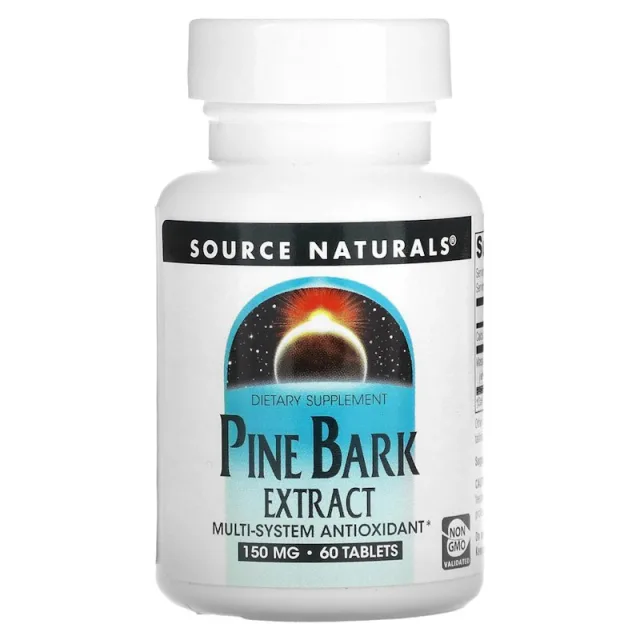 Экстракт коры сосны Массона Source Naturals Pine Bark Extract, 60 таблеток для поддержки сердечно-сосудистой системы