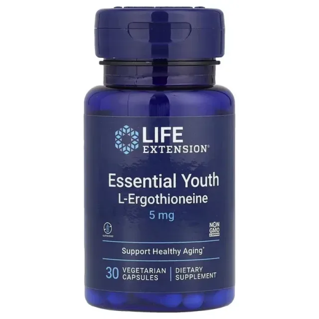 Екстракт меліси та L-теанін Life Extension Essential Youth L-Ergothioneine 5 mg, 30 вегакапсул