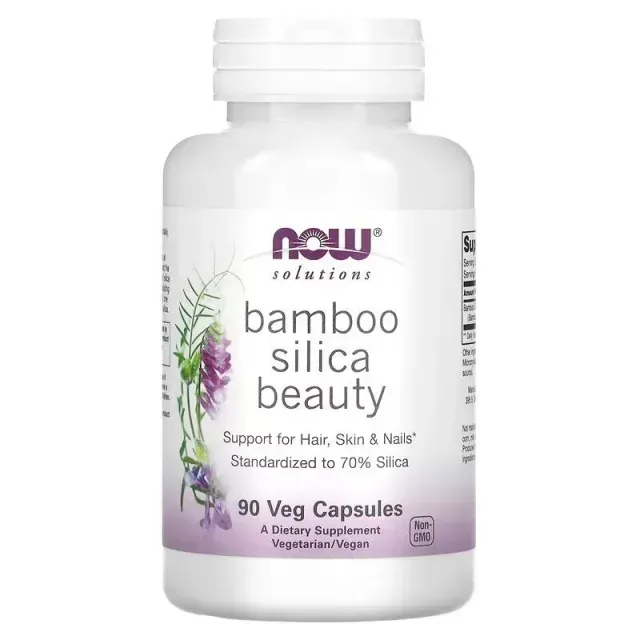Екстракт пагонів бамбука звичайного NOW Solutions Bamboo Silica Beauty, 90 вегакапсул для підтримки волосся, шкіри та нігтів.