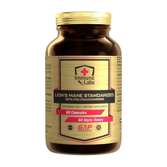 Екстракт їжовика гребінчастого Immune-Labs Lion's Mane 30% 500 mg, 60 капсул для підтримки мозку