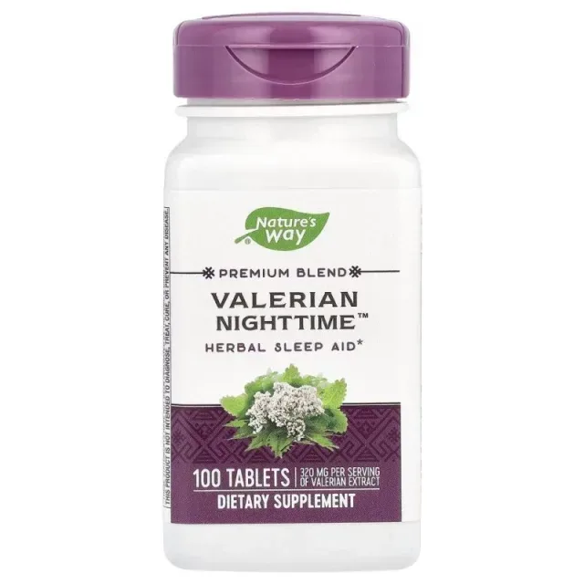 Екстракти валеріани і меліси Nature's Way Valerian Nighttime, 100 таблеток для гарного сну