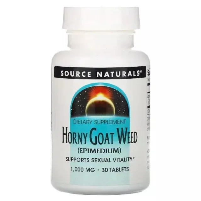 Эпимедиум Source Naturals Horny Goat Weed 1000 mg, 30 таблеток для поддержания сексуальной энергии