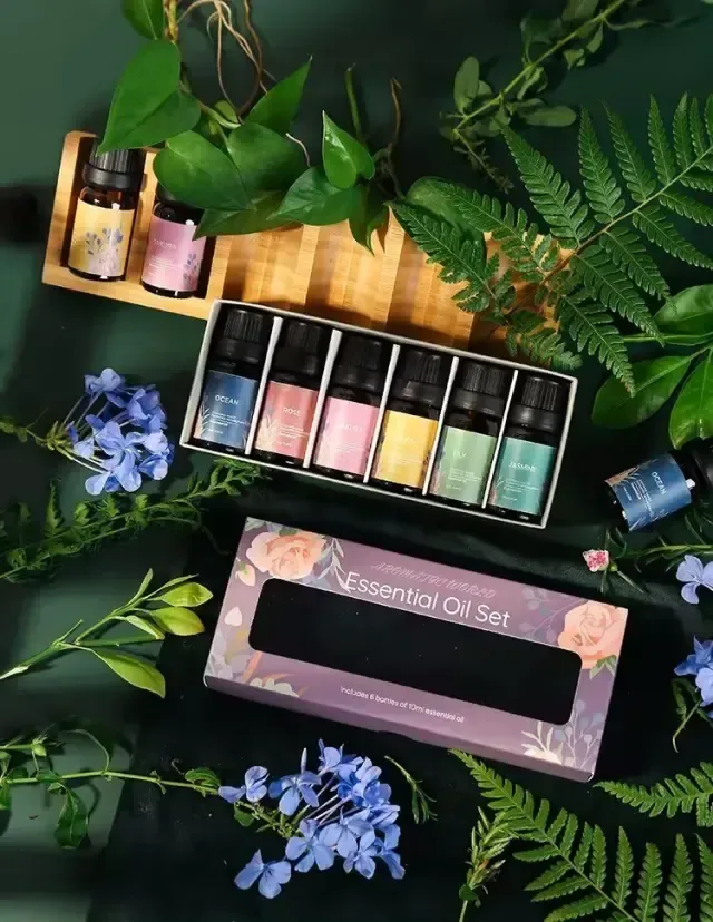 Essential Oil Set 6 bottles, 6*10 мл, лілія, лимон, сакура, троянда, жасмин, океан