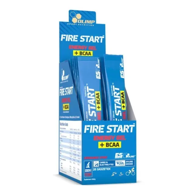 Fire Start Energy Gel+BCAA, 20 пак, зелене яблуко